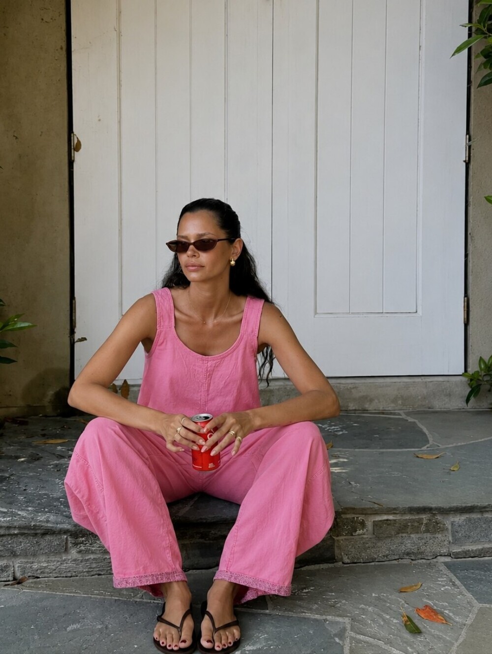 80s Coral Pink Cotton Jumpsuit Size Medium (p)
